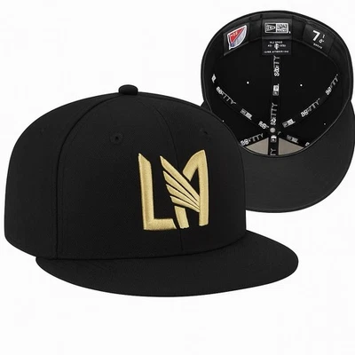 Gorra ajustada LAFC New Era 59FIFTY negra dorada talla 7 1/2 MLS Los Angeles FC Foto 1 de 4