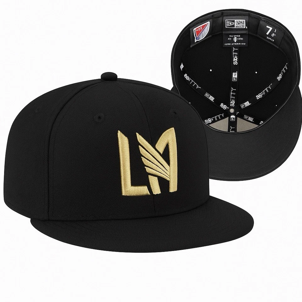 Gorra ajustada LAFC New Era 59FIFTY negra dorada talla 7 1/2 MLS Los Angeles FC Foto 1 de 4