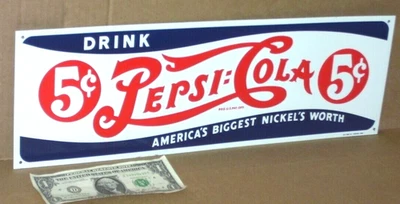 PEPSI-COLA - Posto de gasolina PORTA DE TELA ou PRATELEIRA BORDA BEBIDA PLACA - Vermelho-Branco-Azul - Imagem 1 de 4