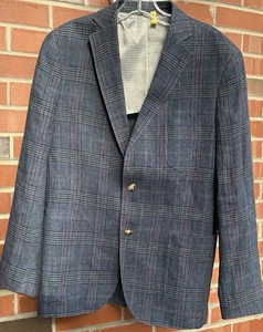 Chaqueta Blazer JKT New York 100% Lino Doble Ventilación Azul Sin Construir a Cuadros 40R - Imagen 1 de 10