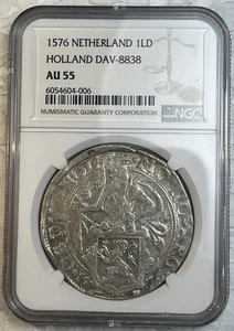 Moneda de 55 dólares león 1576 Países Bajos Holanda Daalder DAV-8838 certificada NGC AU - Imagen 1 de 15