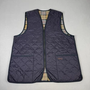 Barbour Gilet Mens 44 Navy Quilted Waistcoat Zip In Liner Vest Outdoor Country - Picture 1 of 12