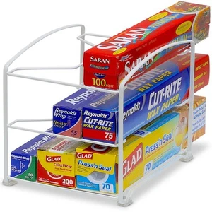 Estante organizador de envoltura de cocina, blanco - Imagen 1 de 4