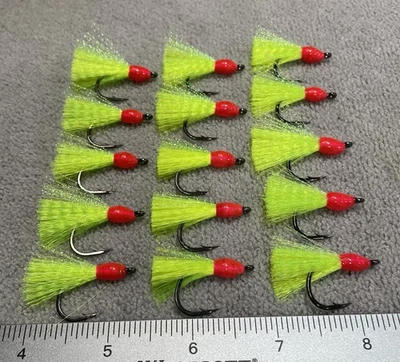 FLY-TERRY 15 chartreuse Pompano Jig Teasers Hook Size 2/0