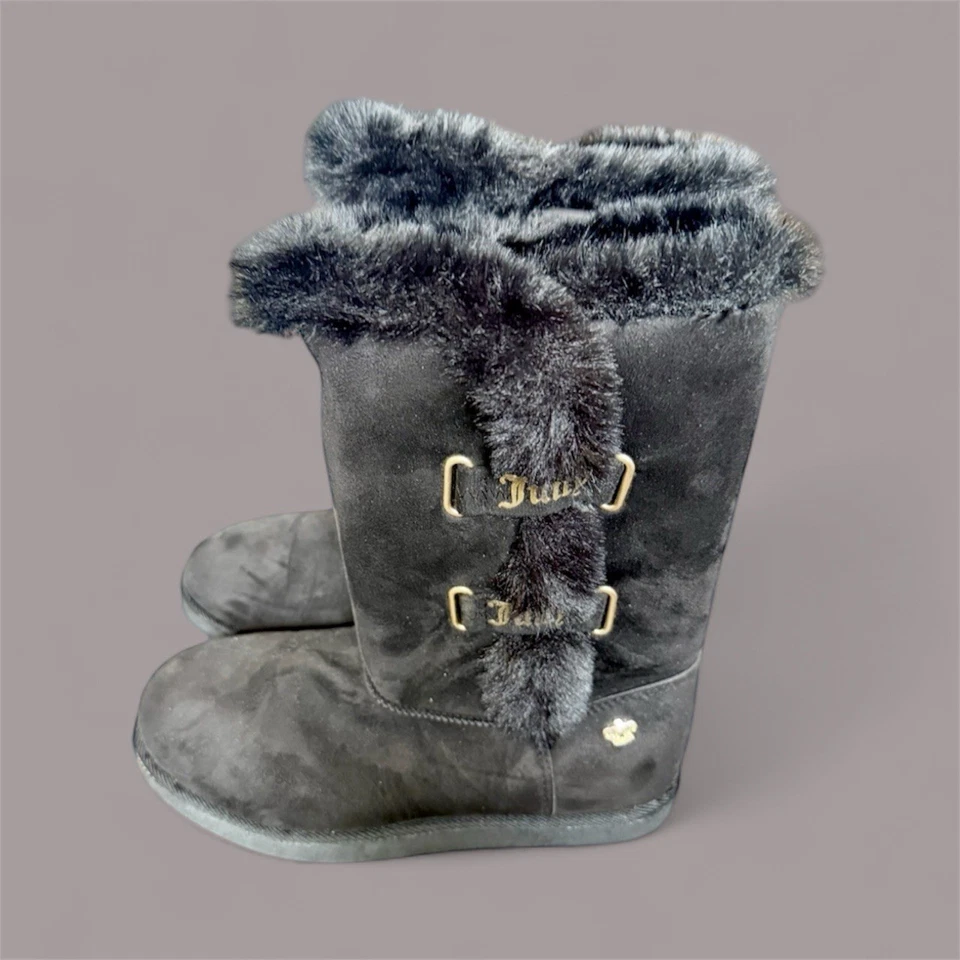 Women’s Juicy Couture Mid Calf Black Cozy Boots with Fur Lining - Image 1 of 4