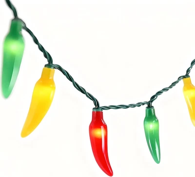 Chili Pepper String Lights, 13.6Ft with 35 LED Red Green Yellow Lights - Image 1 of 4