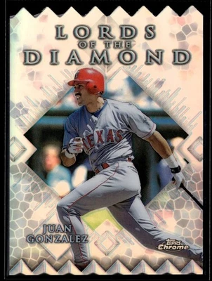 1999 Topps Chrome JUAN GONZALEZ #LD8 Lords of Diamond REFRACTOR SP Die-Cut N1613 - Image 1 of 3