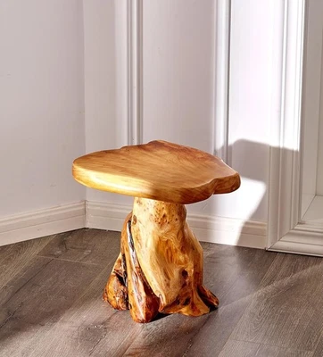 Cedar Live Edge Wood Tree Stump Stool 13.5"x12"x14"H Solid Natural Coffee End - Image 1 of 4