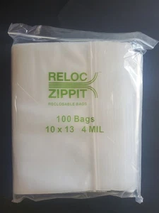 100 10x13 4MIL QSPAC Recectables Cremallera Sello Bloqueo Superior Reloc Bolsas Transparentes 4 Mil - Imagen 1 de 1
