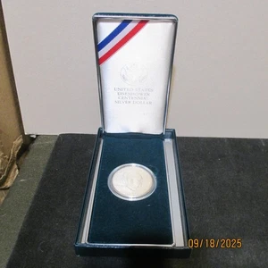 BU Commemorative 90% Silver Dollar in box NO COA Eisenhower Centennial 1990 W - Picture 1 of 3
