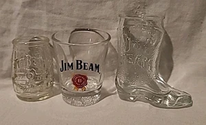 JIM BEAM Boot Shaped / Barrel 200th Anniversary 1995 / Logo Shot Glass LOT OF 5 - Picture 1 of 13