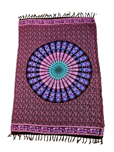 BEAUTIFUL  BALI LADIES SARONG  WITH FRINGE  BEACH WRAP CASUAL SKIRT. FREE POST!! - Picture 1 of 4