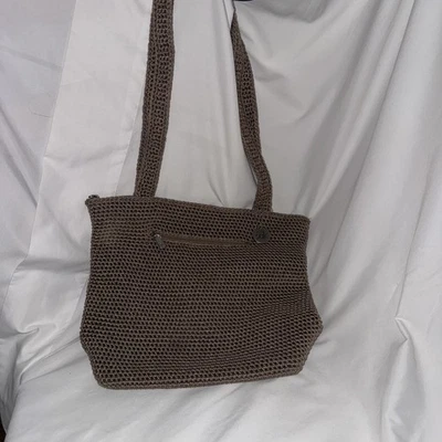The Sak Tan Beige Taupe Double Handle Woven Crochet Shoulder Bag Tote Purse BOHO - Image 1 of 4