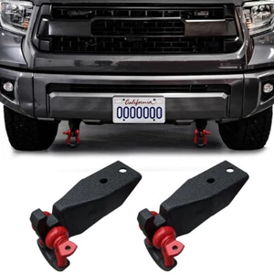 Vijay For 2007-2021 Tundra Black Front Shackle Tow Hook Mounts Brackets Kit - Picture 1 of 7