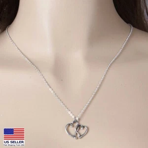 Moda Mujeres Joyería Collar Hueco Doble Amor Corazón Colgante Clásico 0589 - Imagen 1 de 9