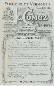 ANCIEN BUVARD PUBLICITAIRE / fabrique de vermouth Comoz - Foto 1 di 1