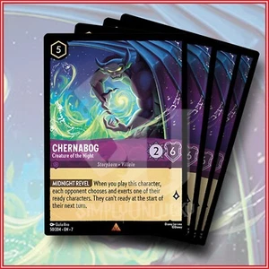 Disney Lorcana: Chernabog Creature of the Night 50/204 Rare Archazia's Island x4 - Picture 1 of 2