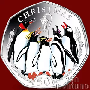 WEIHNACHTSPINGUINE - 2017 Falklandinseln 50 Pence Münze AUSVERKAUFT BEI POBJOY NEUWERTIG - Bild 1 von 3