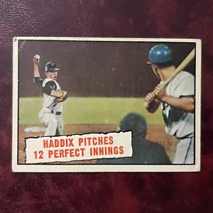 1961 Topps Set HARVEY HADDIX PITCHES 12 INNING PERFETTI #410 PIRATI - EX - Foto 1 di 2