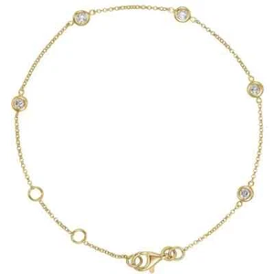 14K 1/4 CTW Natural Diamond Bezel-Set 5-Station Adjustable Bracelet Bestseller - Picture 1 of 8