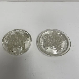 Lot Of 2 VINTAGE CLEAR GLASS FLOWER FROGS FLORAL ARRANGING HOLDERS 7/16 Holes - Picture 1 of 8