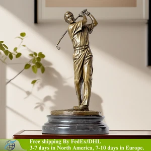 Bronze Golfer Statue Pro Golfer Swinging Golf Club Sport Sculpture Indoor Decor - Picture 1 of 8