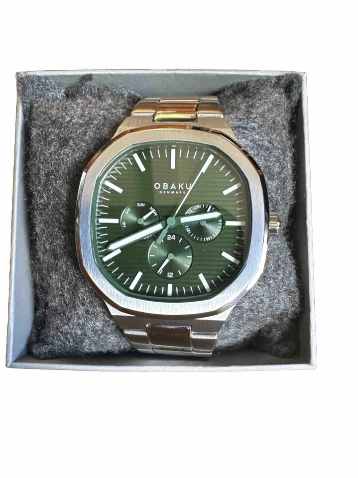 Obaku Stainless Steel mens watch, Green Dial, 42mm, Excellent Condition - Image 1 of 4