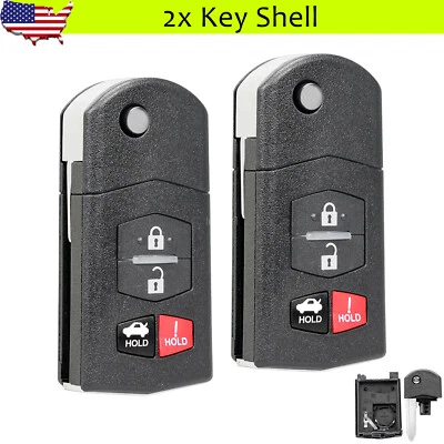 2 para Mazda 3 6 CX-9 2010-2013 2006-2015 MX-5 Miata Mando a distancia abatible Llavero Carcasa 4B Foto 1 de 4