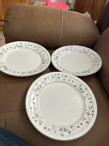 Genuine Stoneware Summer Fruit Thailand 3 Dinner Plates Strawberry Patrn -10.5” - Picture 1 of 6