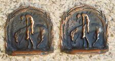 Vintage Pair Set of 2 "End of the Trail" Bookends Native American Indian & Horse