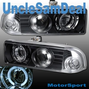 FOR 98-04 CHEVY S10 BLAZER HALO ANGEL EYE CLEAR PROJECTOR HEADLIGHTS BLACK PAIR - Picture 1 of 1