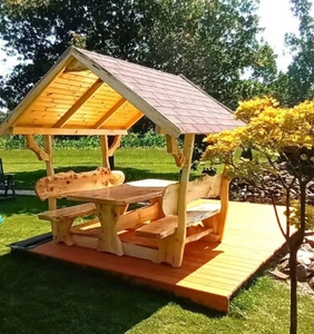 Überdachte Sitzgarnitur - Gartensitzgruppe mit Montage bei Ihnen vor Ort - Bild 1 von 7