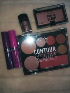 NYX Makeup x5 Bundle NEW Lip Gloss Shimmer Contour Palette Highlighter - Picture 1 of 3