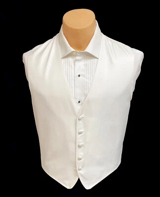 Men's Mel Howard White Tuxedo Vest Church Suit Wedding Groom Prom Mason - Image 1 of 4