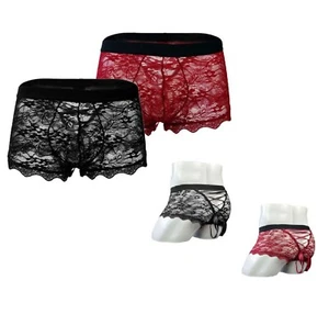 Men Panties Bikini Thong Pouch Soft Mesh Lace Brief Sexy Boxer Short Underwear - Picture 1 of 13