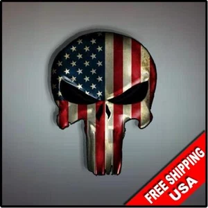 Calcomanía de vinilo Punisher bandera de EE. UU. calavera pegatina vehículo policía ventana logotipo LE - Imagen 1 de 1