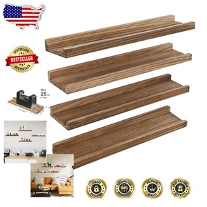 Multi-Functional Rustic Floating Shelves Set of 4 - 24 Inch Sturdy Design - Picture 1 of 11