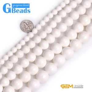 Natürliche Weiße Muschel Edelstein Runde Zwischenring Perlen für Schmuck Herstellung 15" 8 mm - Bild 1 von 31