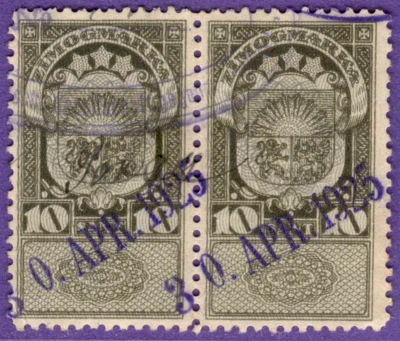 10 PARES DE SELOS DE RECEITA SANTIMI DA LETÔNIA 1922. LINHAS ONDULADAS MARCA D'ÁGUA USADAS 10030 - Imagem 1 de 2