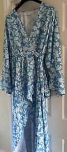 In The Style 14 Would Fit 16 Turquoise Floral Kaftan NWOT - Picture 1 of 10