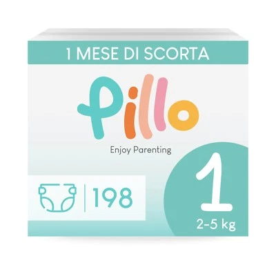 Pannolini Pillo Taglia 1 Newborn (2-5 kg) - Formato Scorta Pannolini Neonato - Immagine 1 di 4