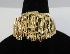 SIZE 8-13 MENS 14KT GOLD PLATED MODERN DESIGNER NUGGET RING STYLE R3 - Picture 1 of 2