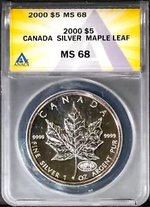 2000 fuochi d'artificio Privy $ 5 Canada acero argento MS 68 DCAM ANACS # 7622501 + bonus - Foto 1 di 2