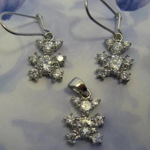 Diamant Teddy Set Cz 13mm 925 Sterling Silber Dolly-Schmuck - Bild 1 von 1
