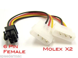 Molex Grafikkarte Stromkabel 4 Pin auf 6 Pin PCI-E Adapter anschließen - Bild 1 von 1