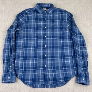 Faherty Langarm 100% Leinen Knopfleiste Hemd Herren Medium M kariert blau Kragen - Bild 1 von 11