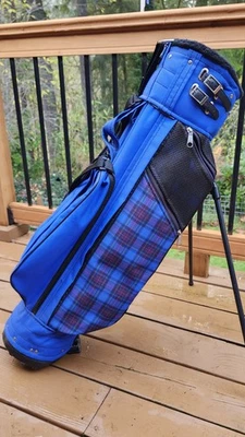 Muy bonita bolsa de golf vintage Jones Golf Co. tartán de transporte/soporte. Bonito color azul Foto 1 de 4