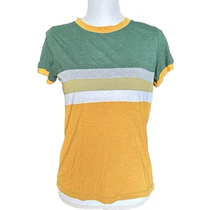 Prana Top Women's sz XS Cozy Up Ringer Tee Striped Colorblock Hemp Blend - Picture 1 of 7