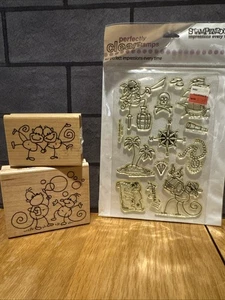Lot de singes CHANGITO estampillage HTF caoutchouc/bois/clling bulles pirates - Photo 1/11
