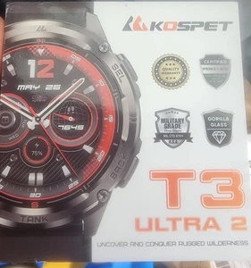 2025 KOSPET TANK T3 Ultra2 Smart Watch Men GPS IP69K Waterproof Rugged Military - Picture 1 of 2